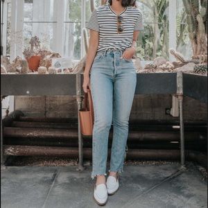 Agolde Riley High Rise Cropped in Zephyr